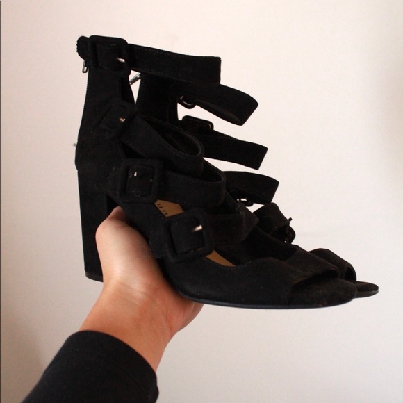 Chinese Laundry Shoes - Chinese Laundry Black Strapped Heels & Square Heel